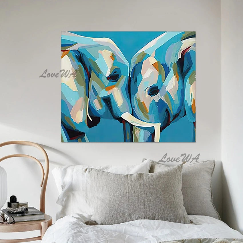 Simple Style Abstract Design Elephant Oil Paintings, Modern Canvas Picture, Frameless, Living Room Decor Art Wall, Hot Sale