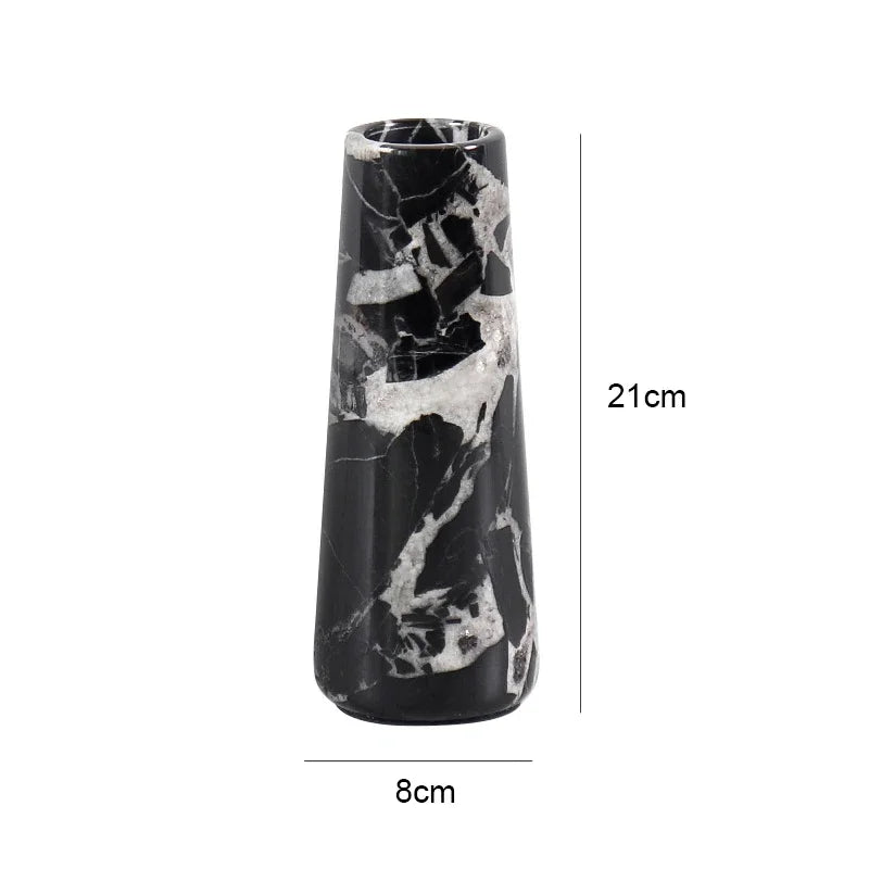 Noir Grand Antique Marble Vase for Living Room Kitchen Bedroom Bathroom Modern Flower Vase for Mantel Entryway Dining Table