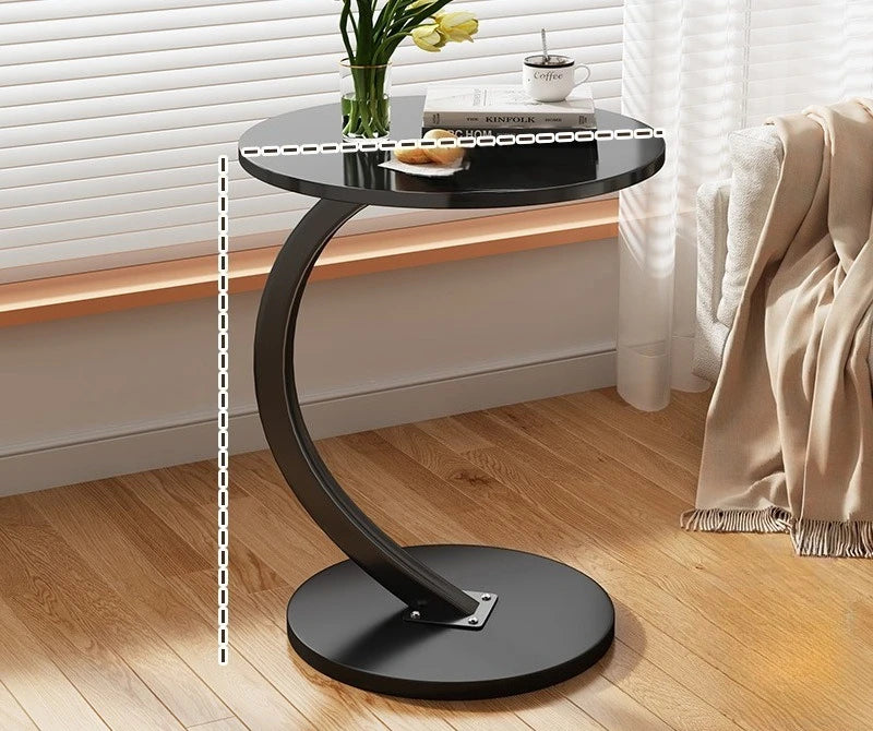 Round Edge Coffee Table with Double Shelf – view 8, modern home furniture