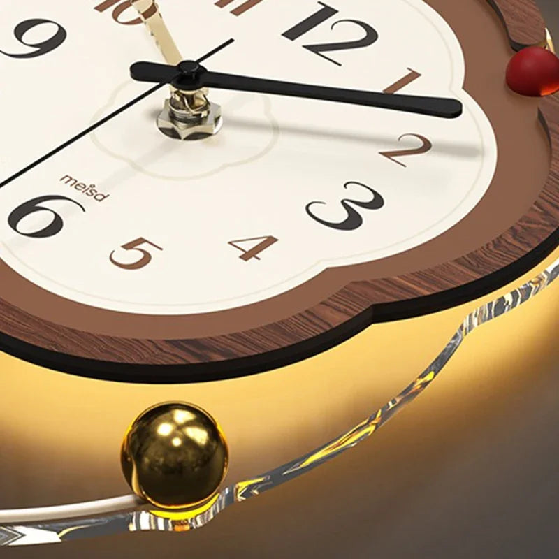LED Lights Vintage Wall Clocks Pendulum Modern Living Room Wall Clock Pendulum Creative Brief Watch Stylish Art Watches Design
