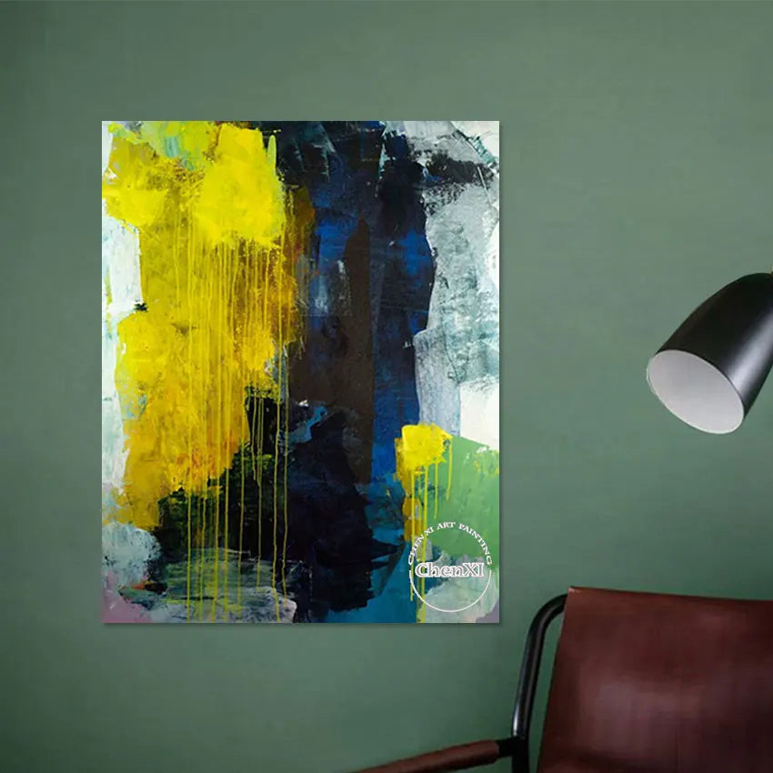 Large Size Office Wall Showpieces Luxury Decors Art Mural On Canvas Hand-painted Colors Painting Artwotk Panel Set For Hotel