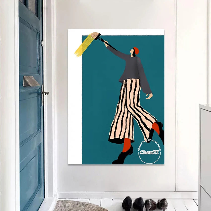 Bedroom Decorative Item Abstract Cartoon Figure Art Picture Hand-painted Sexy Lady Picture Oil Painting Hot Selling Wall Panel