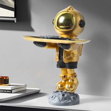Astronaut Miniature Figurines Creative Tray Modern Art Ornaments Luxury Storage Accessories Aesthetic Sculptures Living Room