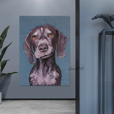 3d Dog Oil Paintings, Frameless, Canvas Animal Abstract Hand Drawing, Picture For Living Room, Acrylic Design Art Decoration