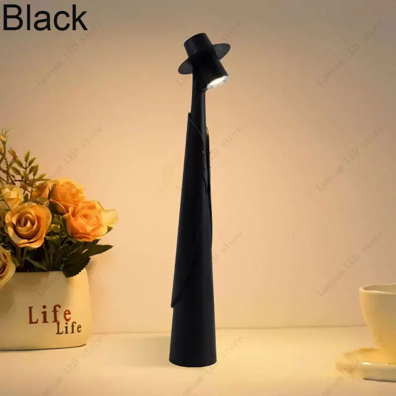 Fashionable Man Lamp USB Rechargeable Tricolored LED Desk Lamp Elegant Slim Stick Light Unique Portable Dimmable Reading Lamp