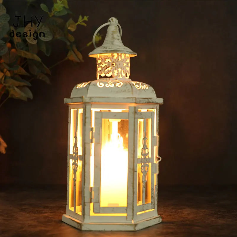 Decorative Candle lantern-10inch High Vintage Style Hanging Lantern Metal Candleholder for Indoor Outdoor Events and Weddings