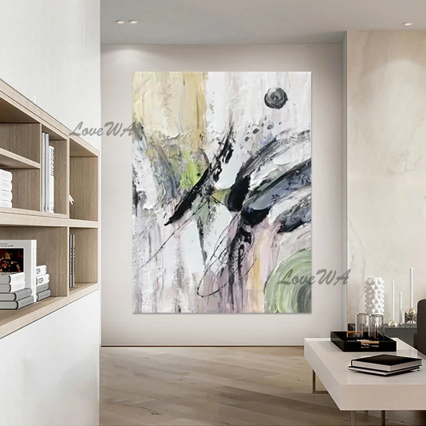 Pink Acrylic Design, Abstract Flowers Oil Paintings, Beautiful Floral Wall, Canvas Picture, No Framed, Art Gallery Showpiece