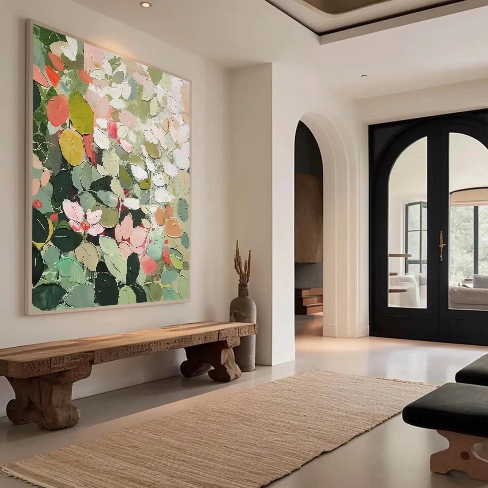 Huge Thick Textured Knife Painted Flower Plants Painting 100% Handmade Abstract Oil Painting Canvas Wall Art For Home Decoration