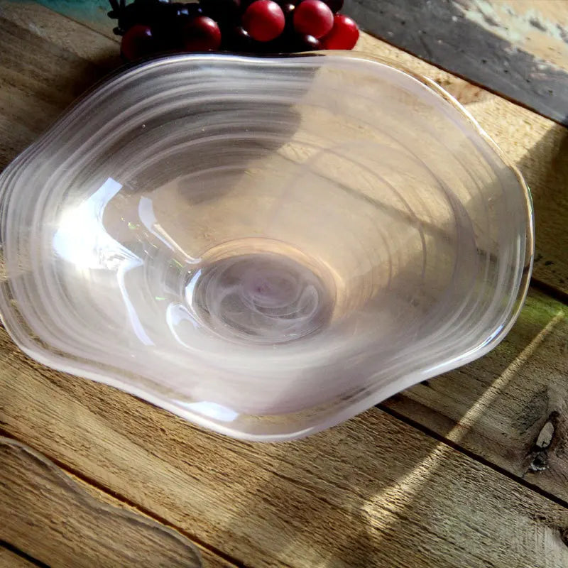 1PCS Artistic Glass Fruit Bowl with Serving Tray Multi-Purpose Kitchen Living Room Tabletop Decor Snack Salad Serving Dish