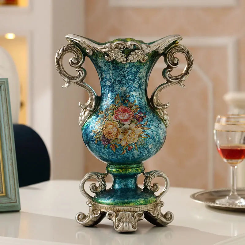 30CM European Resin Vase Stereoscopic Dried Fowers Arrangement Wobble Plate Living Room Entrance Ornaments Home Decorations