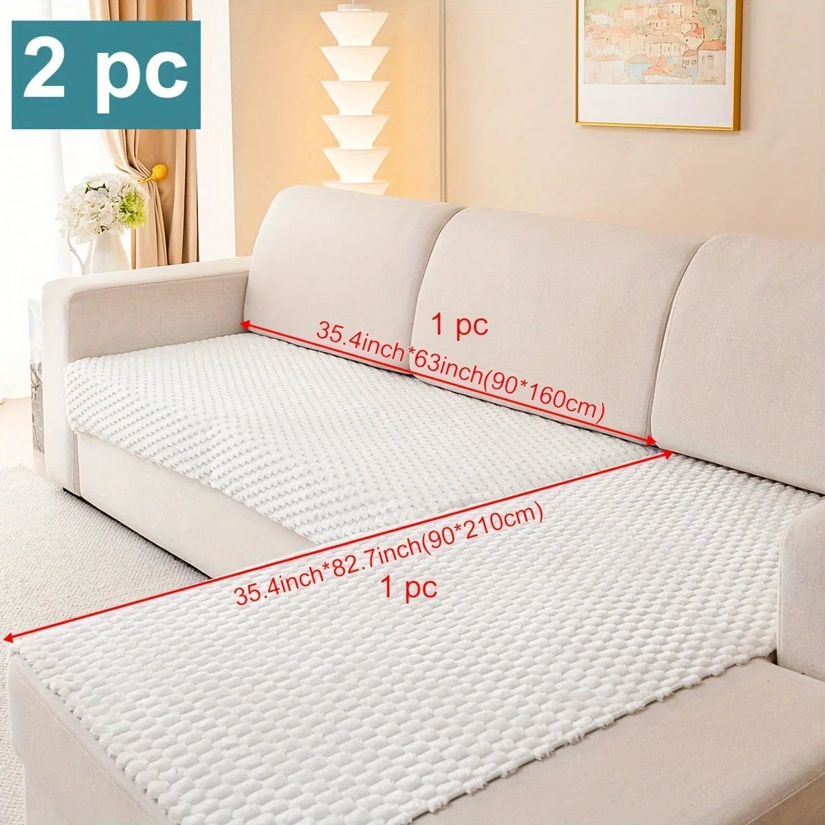 2pcs/Set Honeycomb Jacquard Plush Sofa Covers for Living Room Corner Sofa Couch Seat Cover Sofa Towel