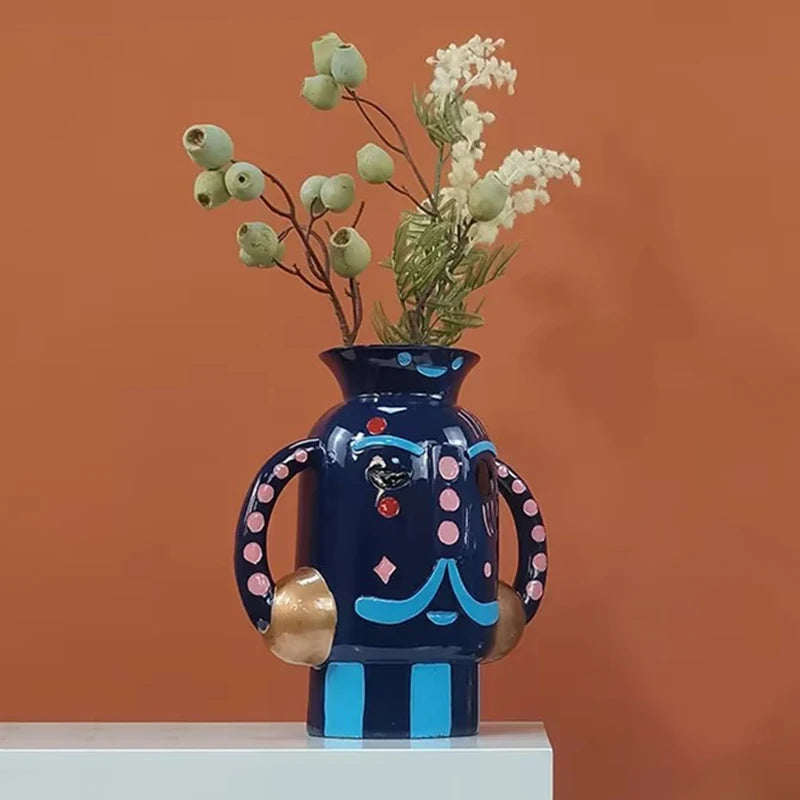 Abstract Character Vase Unique Design Decoration Vases Living Room Dried Flowers Terrarium Elegant Interior Desktop Ornaments