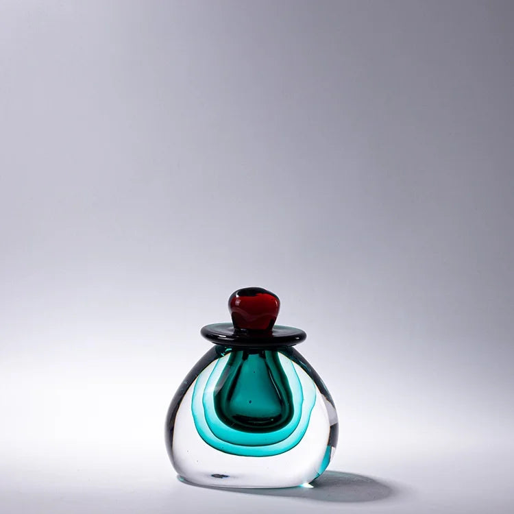 Glass Vase Double Stained Thick Glass Storage Tank with Lid Gradient Flower Vase Craft Terrarium Home Decoration Accessories