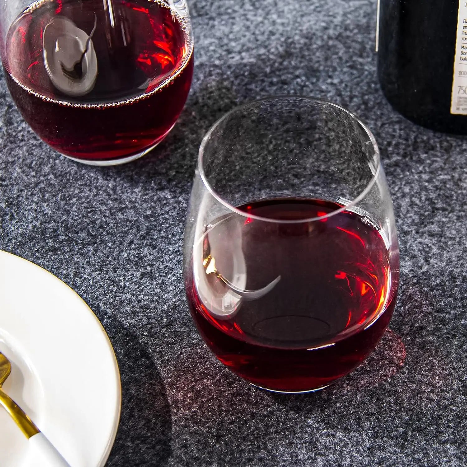 12PCS Stemless Dispossable Wine Glasses 16 Ounce Smooth Rim Plastic Tumblers for Red White Wine Juices Water Dishwasher Safe