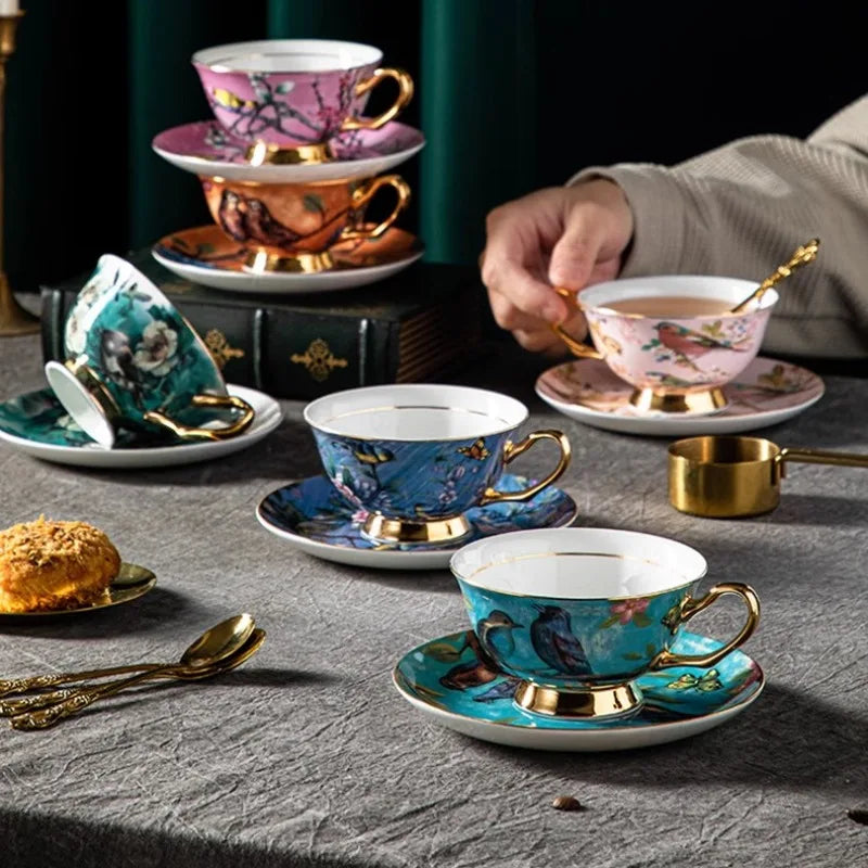 Bone China Coffee Cup Set, Rustic Style Afternoon Tea Cup, High Aesthetic Value, Light Luxury, Exquisite Gift