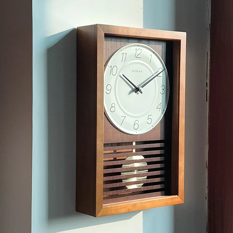 Wood Retro Wall Clock Living Room Pendulum Clocks Vintage Art Watches Rectangle Creative Desk Watch Room Design Home Decoration