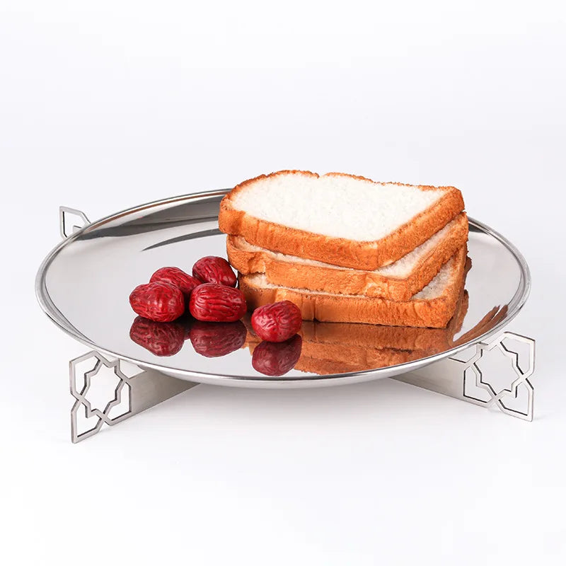 Luxury Mirror Stainless Steel Storage Tray, Circular Fruit Tray, Irregular Wrinkled Art Decoration Tray, Scandinavian Style