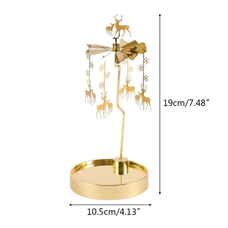 Snowflake Deer Fairy Rotating Candlestick Tealight Candle Holder Tray Romantic Wedding Party Decor Y5GB