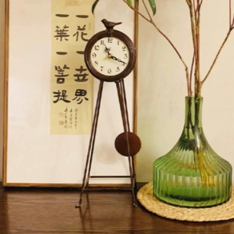 Bird Shape Table Clock Retro Pendulum Desk Clocks Silent Living Room Decoration Tabletop Watch Luxury Bedroom Desktop Watches