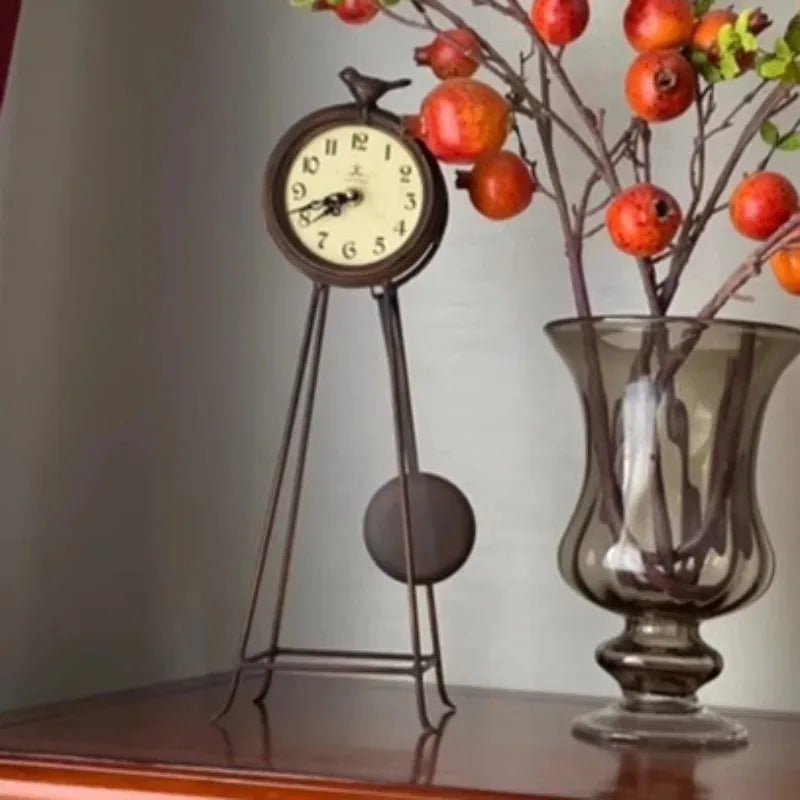 Bird Shape Table Clock Retro Pendulum Desk Clocks Silent Living Room Decoration Tabletop Watch Luxury Bedroom Desktop Watches