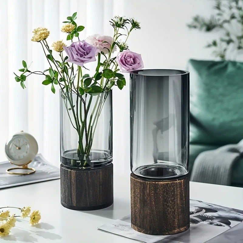 Light Luxury Simple Retro Vase Decoration Creative Primary Color Glass Water Nourishing Vase Living Room Table Decoration