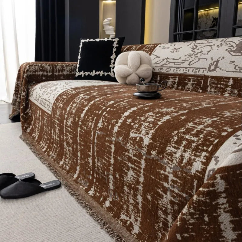 쿠션 커버 Sofa Covers Chenille Sofa Mats Throw Blankets Mats 2025 All-season Camping Picnic Blanket Color Block Sofa Cover Mats