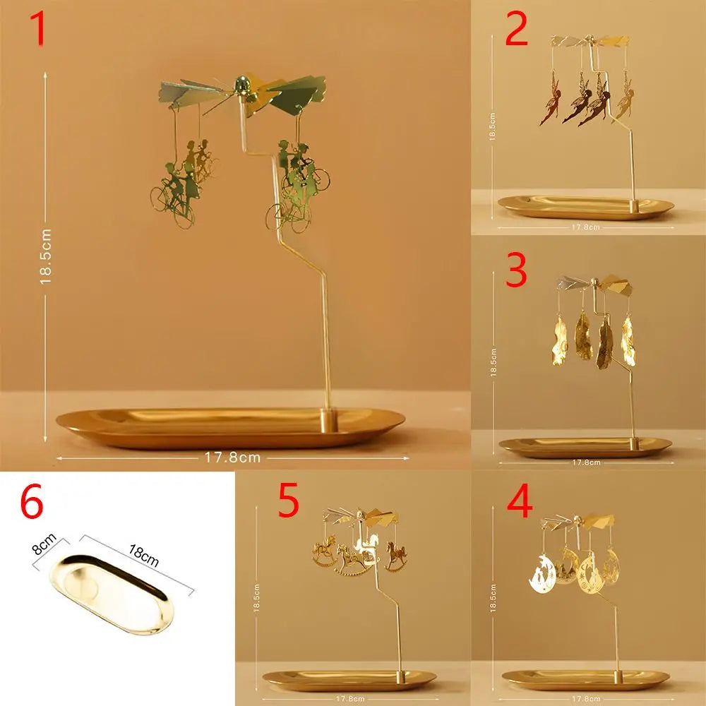 Romantic Gold Color Rotating Candle Holder Metal Tealight Candlestick Holder Wedding Party Home Decoration