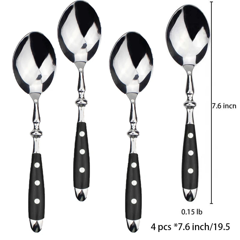 Classic Elegant Stainless Steel Cutlery Set Fork Spoon Knife Full  Dinning Fork Steak Knife Teaspoon Creative Dinnerware Set