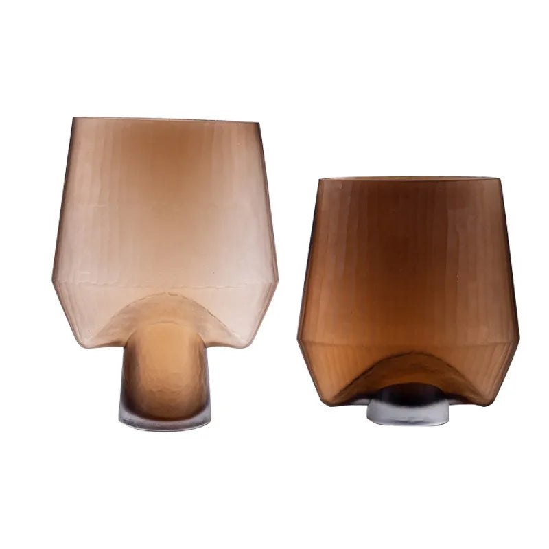 European Style Frosted Multi-edge Design Transparent Glass Vase Creative Hydroponic Flowers Living Room Decoration Ornaments