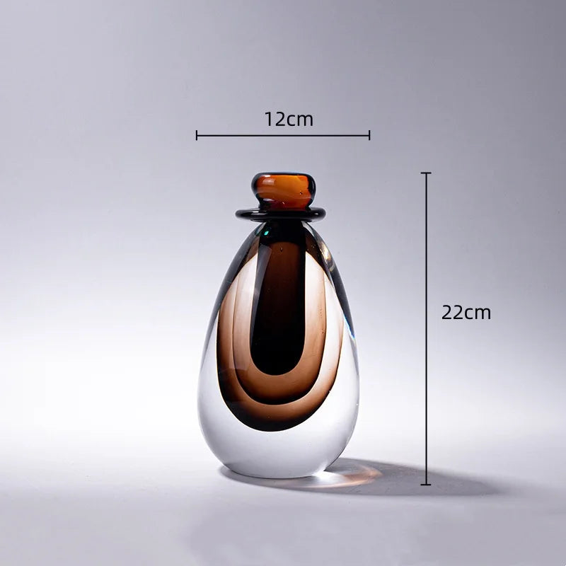 Glass Vase Double Stained Thick Glass Storage Tank with Lid Gradient Flower Vase Craft Terrarium Home Decoration Accessories