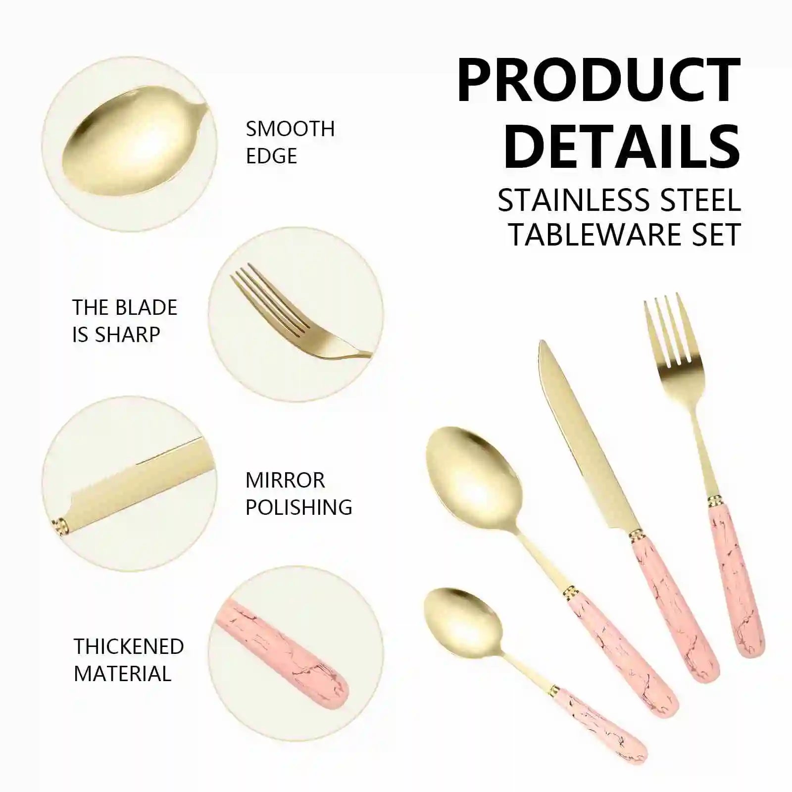 24Pcs Forks and Spoons Tableware Set Stainless Steel Forks and Spoons Cutlery Set for Home Kitchen Restaurant