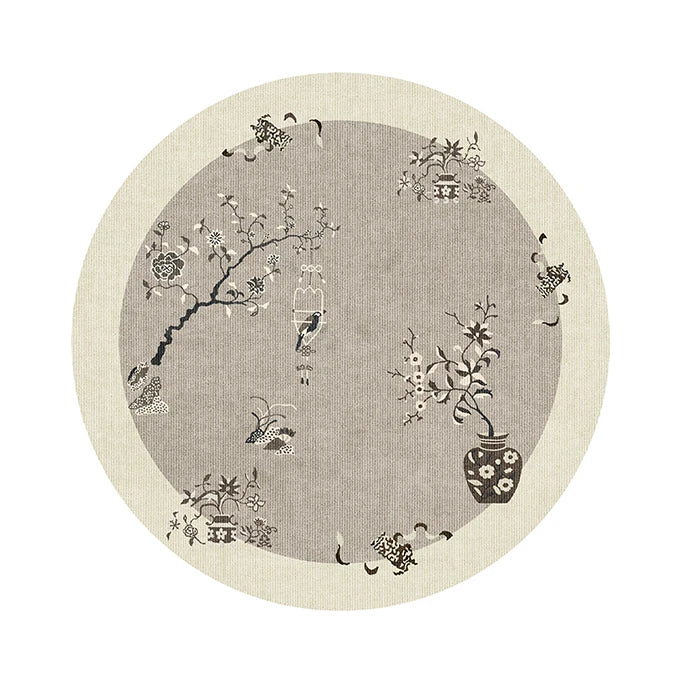 New Chinese Style Round Carpet Thickened Study Anti-slip Mat Light Luxury Carpets for Living Room Home Bedroom Decor Retro Rug