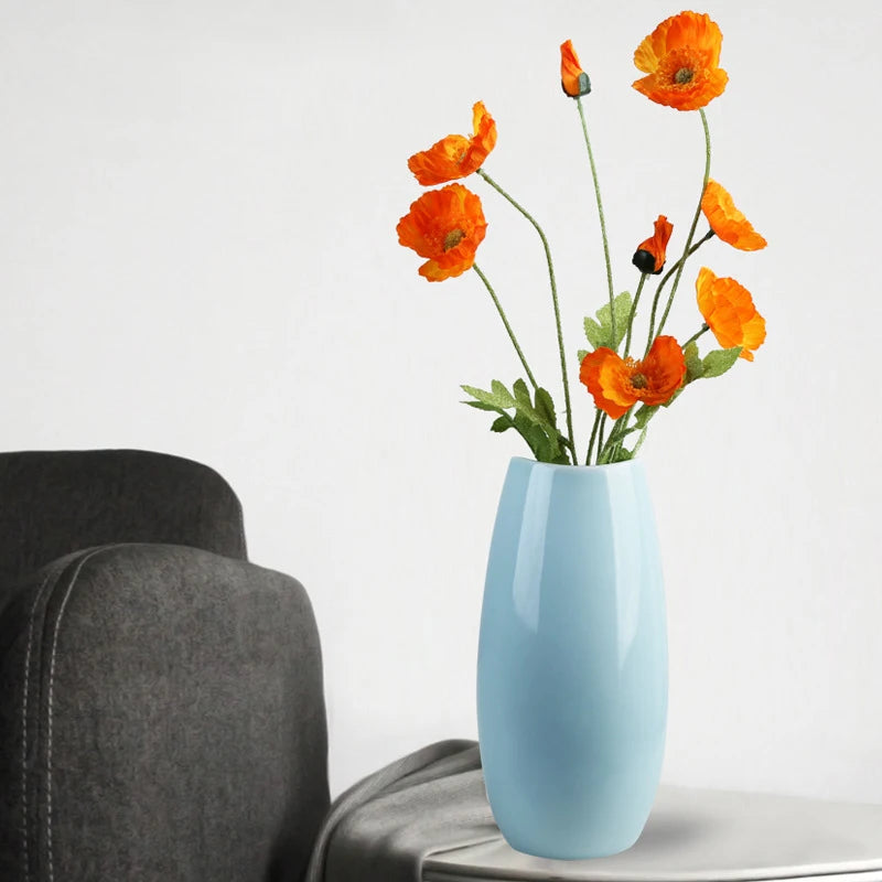 NEW Modern Ceramic Vase Nordic Home Decoration Pure White Cyan Table Vase Dry Flower Arrangement Creative Living Room Decor