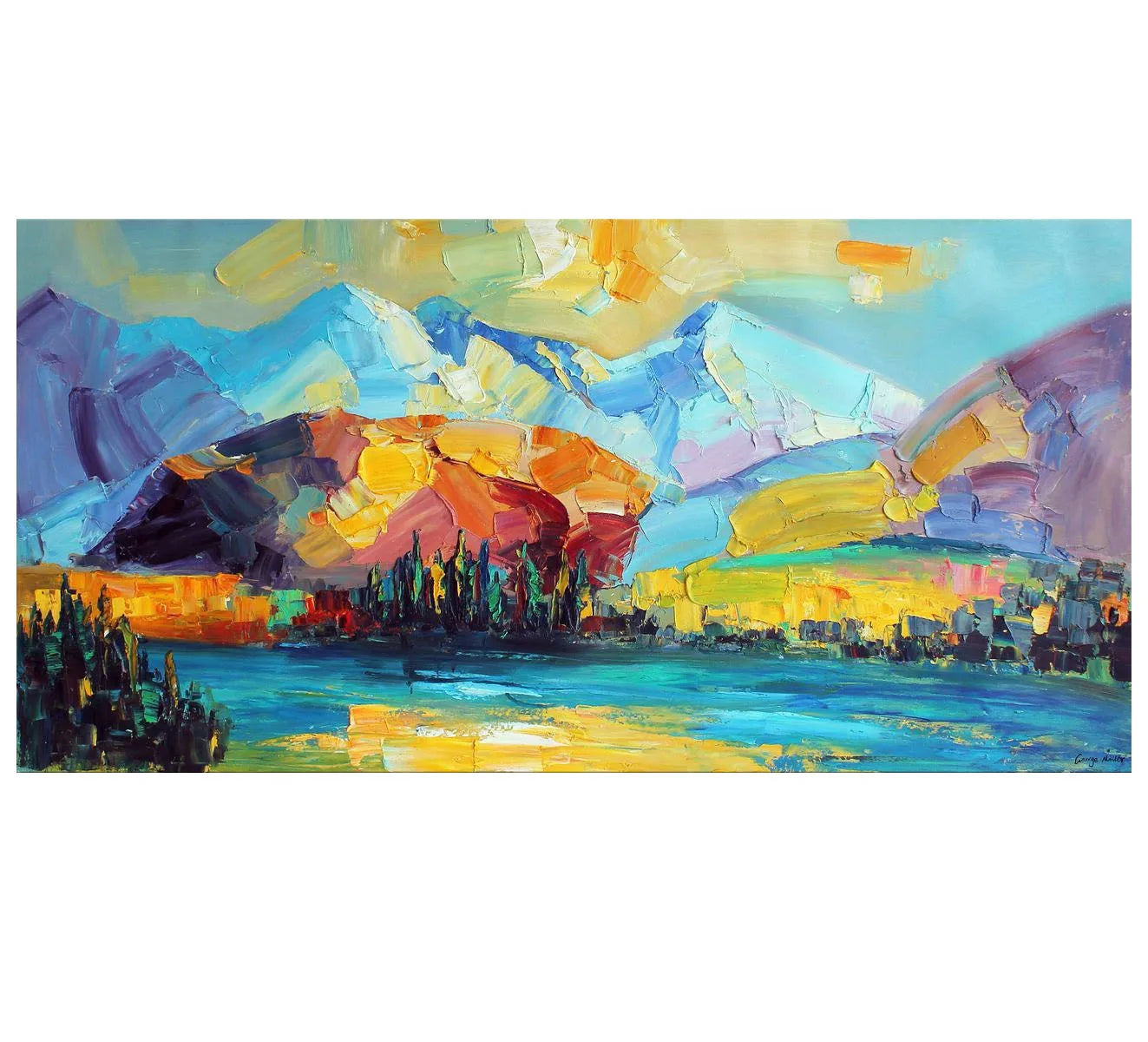 Impression Mountain Picture Hand painted Modern Abstract Oil Painting on Canvas for Living Room Wall Art Home Decoration SL044