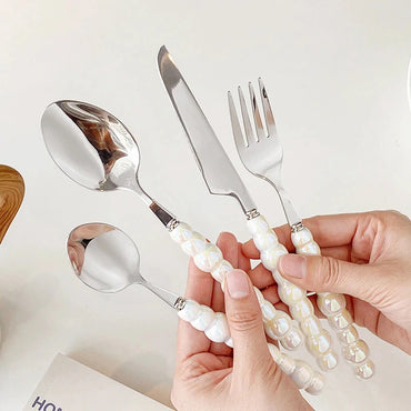 16PCS Pearl Tableware Set Ins Style Creative Gift for Home Tableware Wedding Tableware Table Decoration Supplies Wedding Faviour