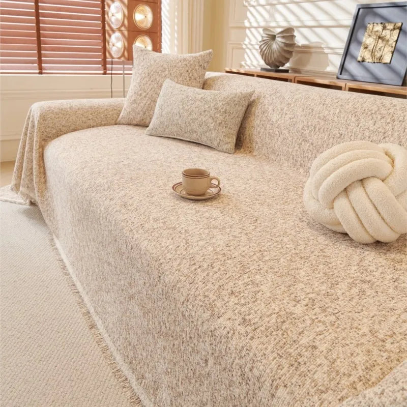 Cat Scratch Resistant Dustproof Sofa Cushion Universal Striped Pattern Blanket Mat 2025 All-Season Chenille Sofa Cover Slipcover