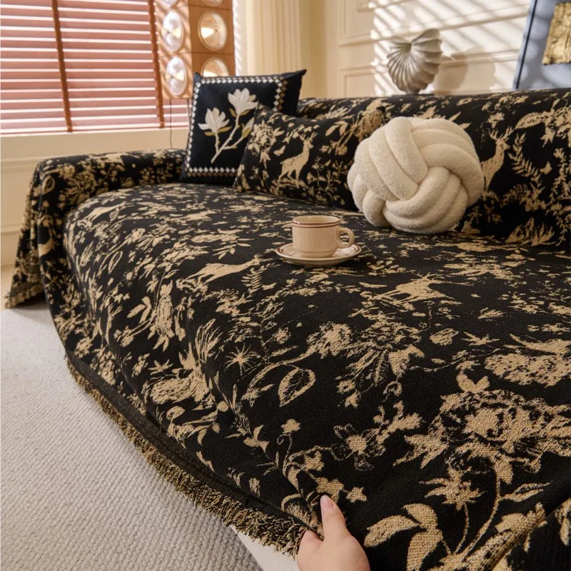 25 All-Season Chenille Sofa Cover Slipcover Cat Scratch Resistant Dustproof Sofa Cushion Universal Flower Sofa Blanket Protector