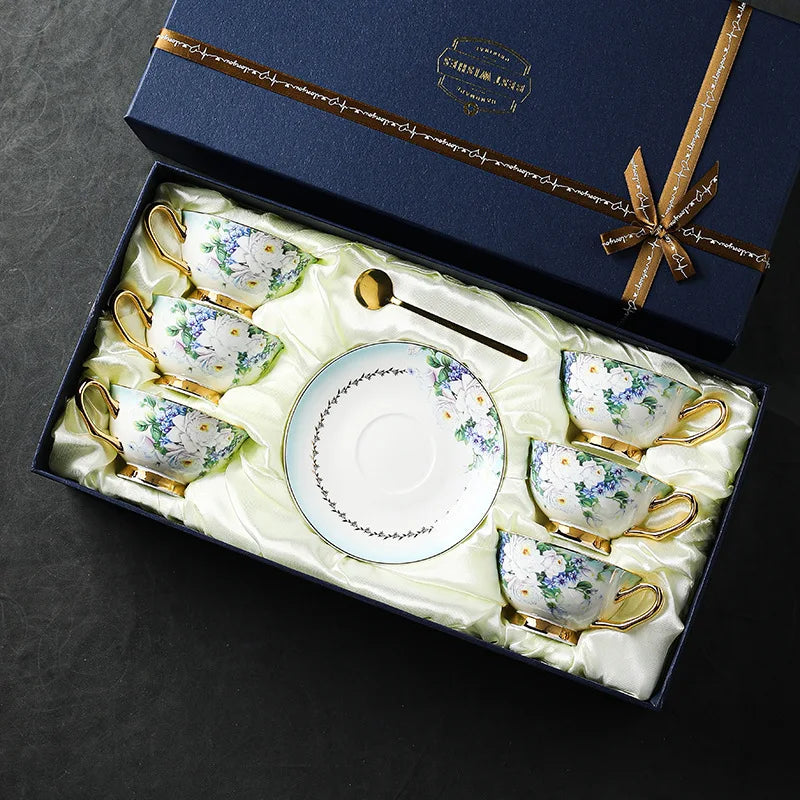 Exquisite Bone China Coffee Cup and Dish Set, Birthday Gift for New Couples, High-end Practical Gift Box Set