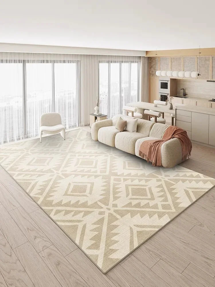 VIKAMA French Vintage Loop Pile Carpet Light Luxury Modern High-class Cream Style Home Bedroom Bedside Mat Coffee Table Rug