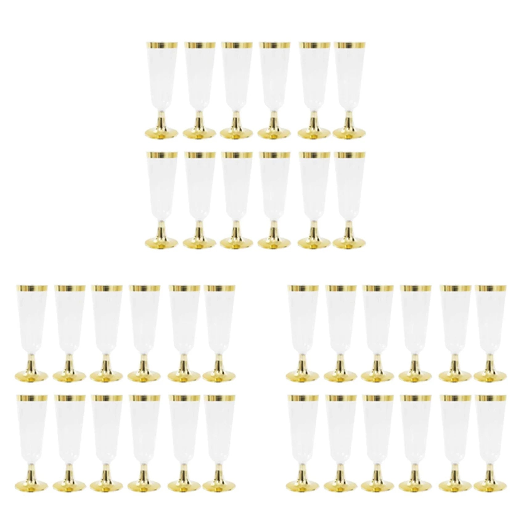 ELEG-36X Wedding Champagne Flute Creative Disposable Plastic Wedding Cup Champagne Glass Drinking Utensils For Party-Golden