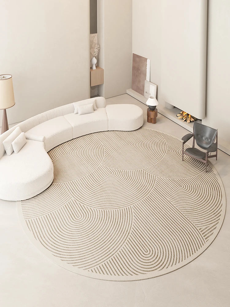 Cream Style Carpets for Living Room Thicken Plush Bedroom Decor Round Carpet Fluffy Soft Lounge Floor Mat Washable Cloakroom Rug