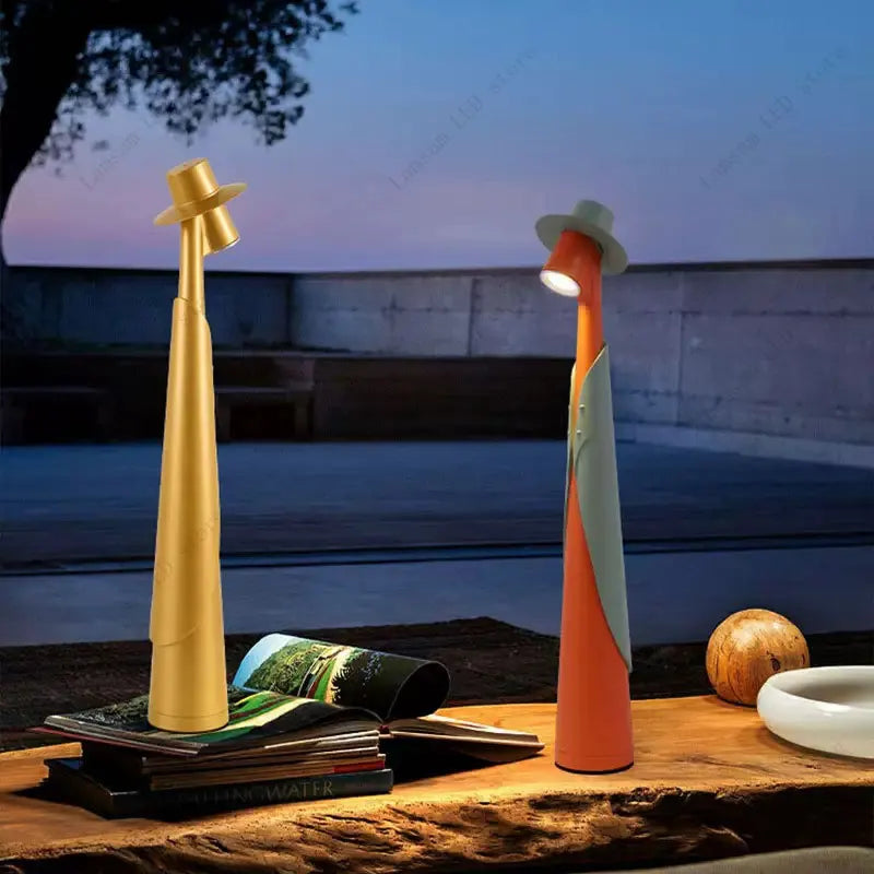 Fashionable Man Lamp USB Rechargeable Tricolored LED Desk Lamp Elegant Slim Stick Light Unique Portable Dimmable Reading Lamp