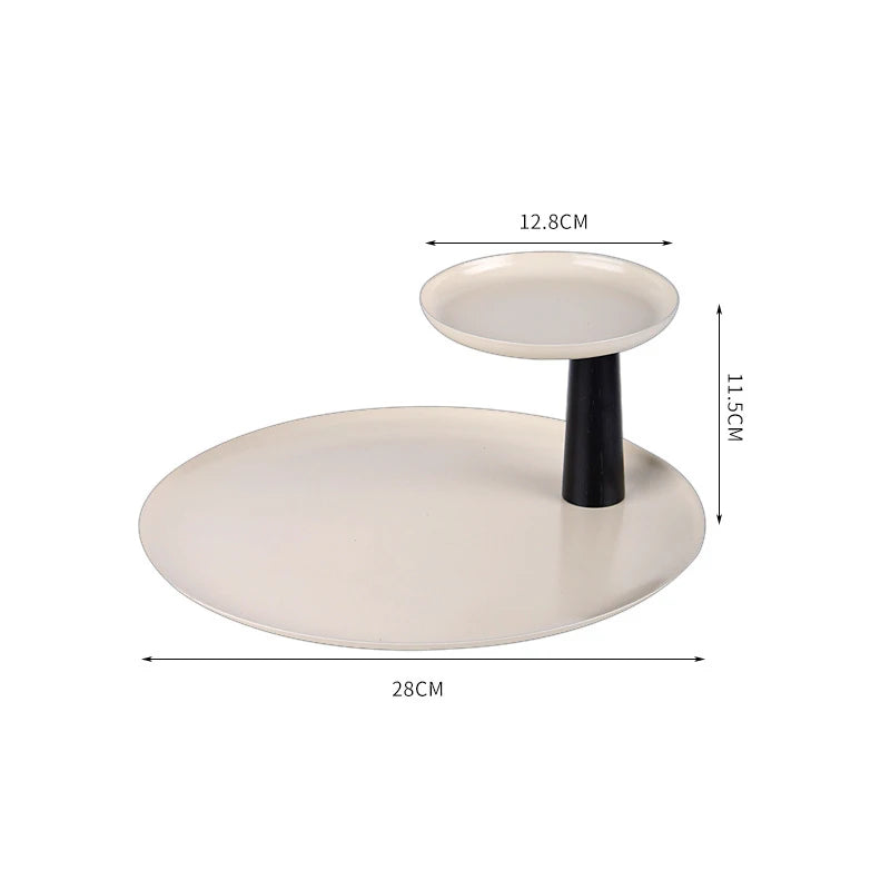Ahunderjiaz-Nordic Style Luxury Double Round Tray, Storage Display Shelf, Home Decoration, Entryway, Kitchen Storage