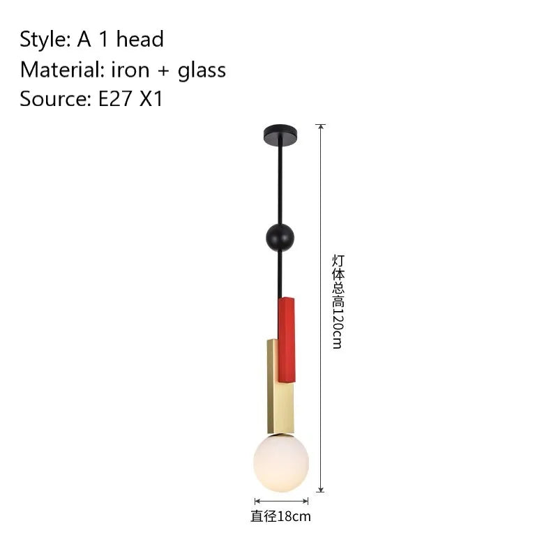 Modern Art Creative Design Indoor Home Decor Lighting Fixtures Loft Color Hanging Lamp Nordic Led Glass Pendant Lights Luminaire