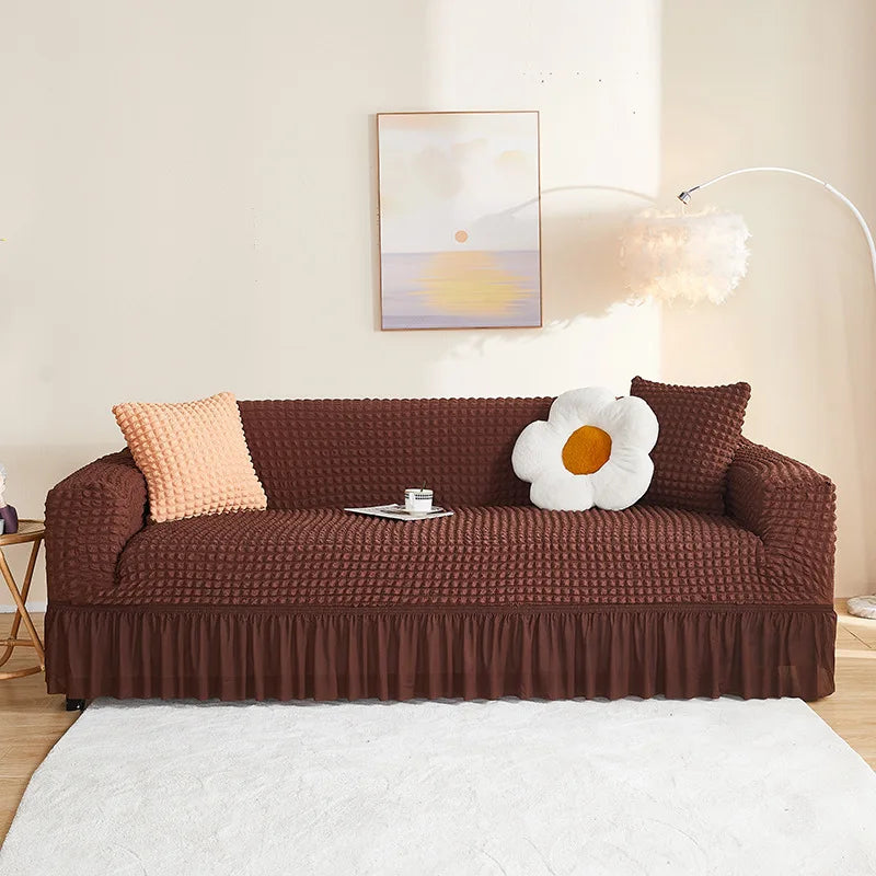 1/2/3/4 Seater Seersucker Sofa Slipcover High Stretch Couch Cover Thick Corner Sofa Protector Elastic Corner Couch Covers