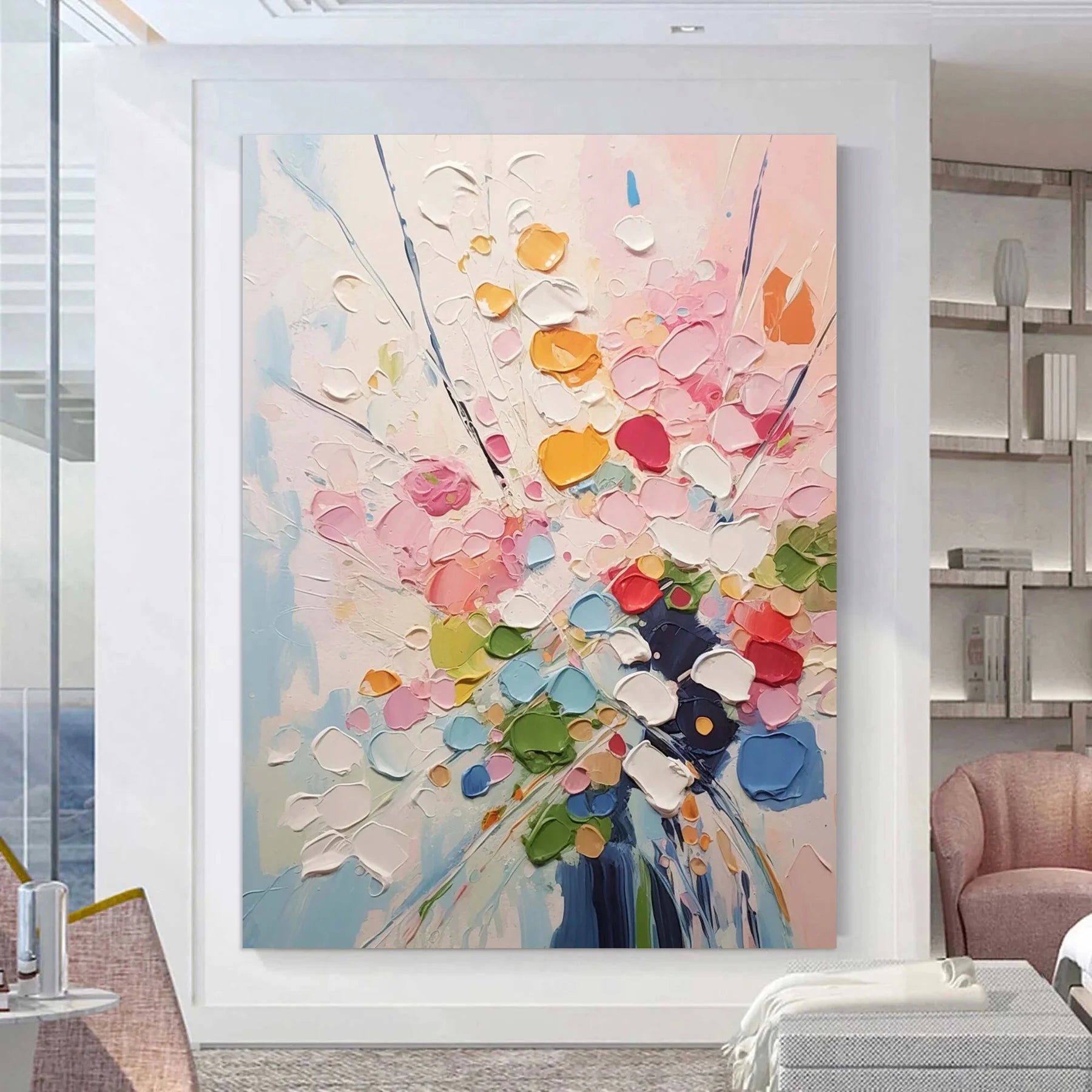 Dafeng Oil Painting Orignial Thick Texture Abstract Oil Painting on Canvas Wall Art Flower Picture For Home Decoration No Frame