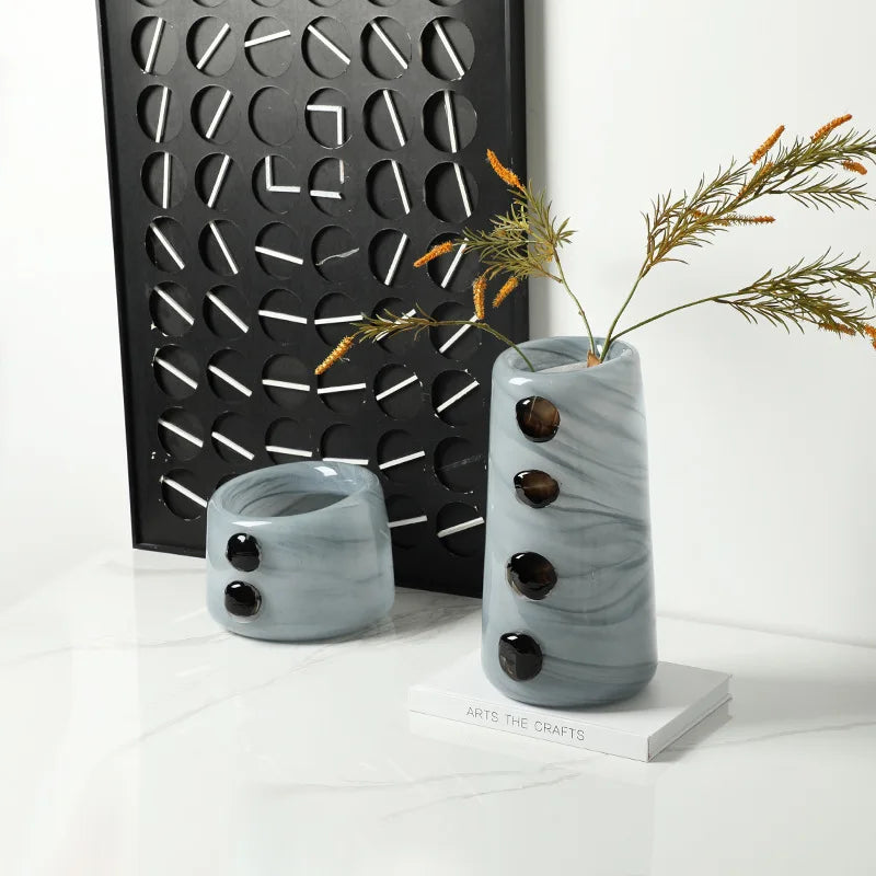 Glass Vase Creative Pebble Relief Flower Vase Flower Arrangement Accessories Terrarium Home Decoration Accessories