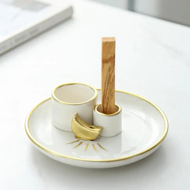Sage Holder Ceramic Incense Burner Holder Stick Decorative Ash Catcher Tray Candle Holder Incense Burner Stick Holder Plate