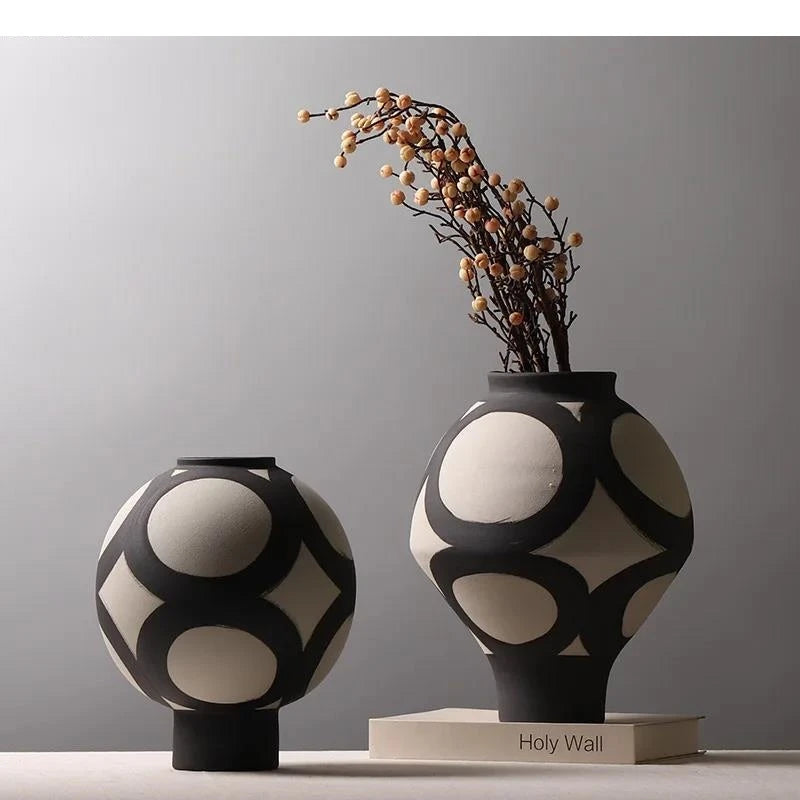 Hand Painted Ceramic Vase Living Room Tabletop Flower Ware Decoration Frosted Arrangement Home