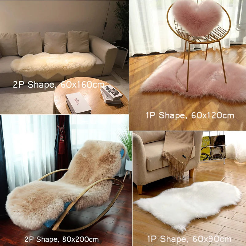 FORSWAN Soft White Faux Fur Area Rugs Kids Living Room Bedroom Shaggy Floor Chair Mat Home Decor Sheepskin Plush Bedside Carpet